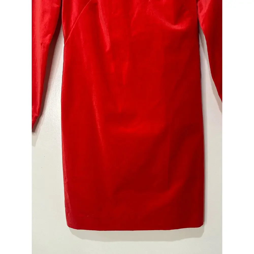 J.Crew Long-Sleeve Shift Dress Red Stretch Luxe Velvet Size 2 NWT Holiday Dress